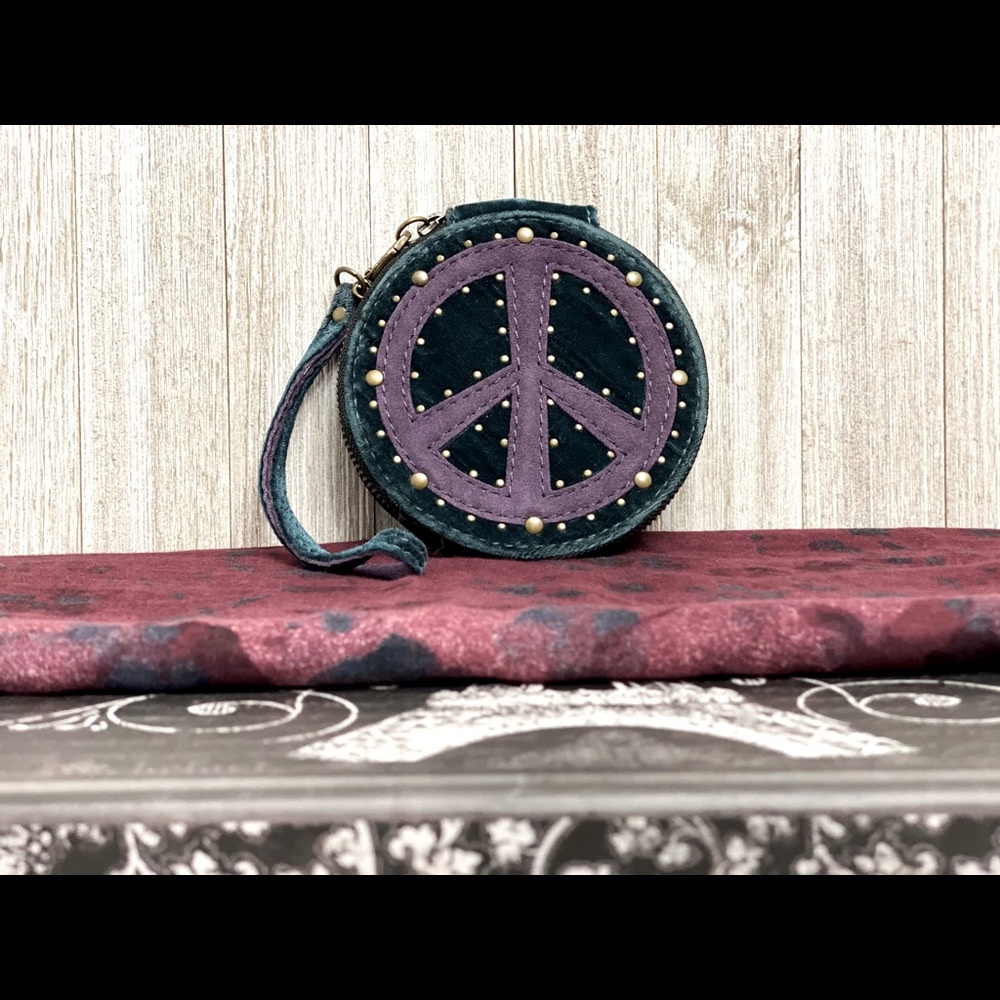 Lucky Brand Peace Wristlet Velvet & Suede Small